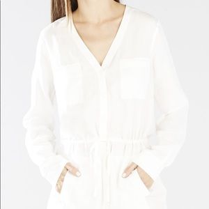 BCBGMAXAZRIA Daya white rolled sleeve short dress